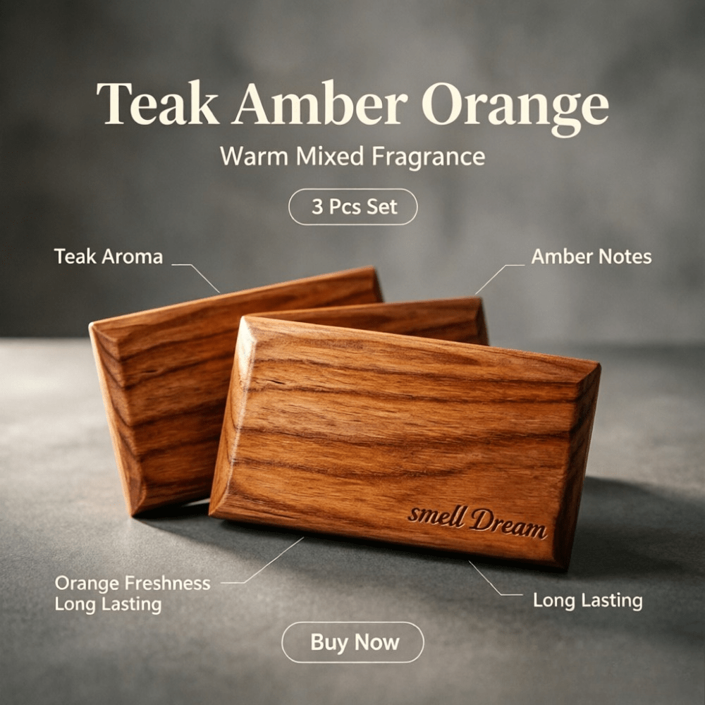 Home Fragrance Oud - 車用芳香剤 チーク・アンバー・オレンジウッドの香り ブロック3個セット 長持ちする温かい香り 車内や家の装飾に